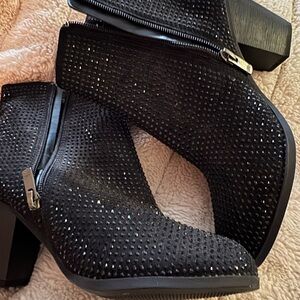 Juicy Couture Black Sparkle Ankle Booties NWOT